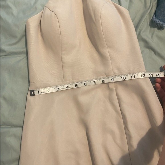 Azazie size 8 Cream Juliet Dress High Neck Halter Floor Length Bridesmaid Dress - Picture 9 of 12